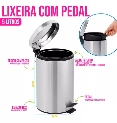 Lixeira Inox 5L com Escova 990011