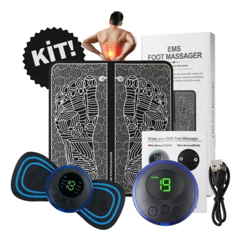 Kit Tapete E Mini Massageador Elétrico Dor Pés E Musculares