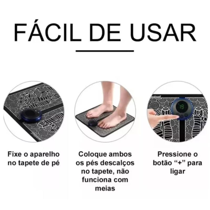 Kit Tapete E Mini Massageador Elétrico Dor Pés E Musculares