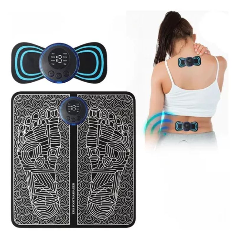 Kit Tapete E Mini Massageador Elétrico Dor Pés E Musculares